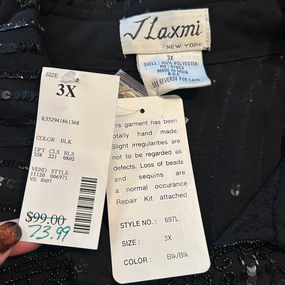 Vintage 1980s J Laxmi Blouse Black Sheer Heavily
Beaded size 3X NWT - Picture 6 of 7